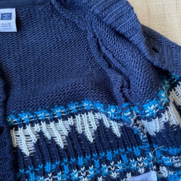 Janie and Jack baby boy blue winter cardigan sweater - Picture 6 of 10